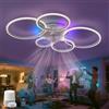 ZOMLBOF Ventilatore da Soffitto con Luce Reversibile con Tempistica 6 Velocità,Dimmerabile Silenziosa RGB Soggiorno Lampadario Ventilatore con Telecomando,Camera da Letto e Sala 95CM compatibile Alexa
