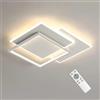 Partenopea Plafoniera LED Moderna 64W con Telecomando + App Bluetooth, Dimmerabile CCT 3000K-6500K, Design a 3 Quadrati Bianchi, 5888 Lumen 47×47cm per Soggiorno Camera Ufficio, Installazione Facile e Accessori