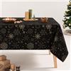 GAMUSI Tovaglia natalizia floreale jacquard filo oro tavolo da pranzo rettangolare decorazione natalizia 140 x 200 cm colore nero
