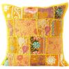 Eyes of India Federa decorativa per cuscino in stile bohémien, colorata, bohémien, per divano e divano, fatta a mano, per camera da letto e soggiorno, 40 x 40 cm, giallo