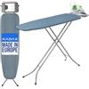 KADAX Asse da Stiro Pieghevole 110 x 30 cm - con Housse in Cotone e Supporto per Ferro - Per Stirare in Casa - Piedini Antiscivolo Stabilità sul Pavimento
