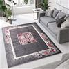 TAPISO Dream Tappeto Soggiorno Salotto Moderno Grigio Rosso Crema Geometrico Quandrato Foglie Floreale A Pelo Corto 250 x 300 cm