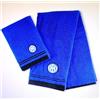 Inter official INTER F.C. Set Spugna Coppia 2 Pezzi 1+1 OSPITE 40 x 60 + Asciugamano 60 x 100 Asciugamani 100% Spugna di Puro Cotone Nero Azzurro