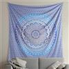 THE ART BOX Blu E Bianco Parete Boho Mandala Piccolo Arazzo - 135x160 cm Indiano Cotone Hippie Parete Manifesto Arredamento Bohemian Psychedelic Arazzi per Soggiorno