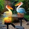Leinuosen Confezione da 2 statue solari a forma di pellicano, da giardino, palo, oceano, uccello, impermeabile, luce a LED per esterni, cortile, portico, prato, passerella, patio