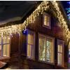 COSE DA CASA Tenda Luminosa 240 LED bianco caldo giallo 5 metri per Esterno prolungabile IP44 luminaria pioggia cascata di luci colorate a festa