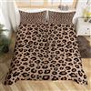 Homemissing Copripiumone Morbido Leopardo Brown Black Luxury Set Leopardo Set Copripiumino 135x200cm Leopardo africano Copripiumini Caccia Animale Pelliccia Modello Camera da letto Decorazione