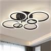 EFPD Plafoniera moderna LED a 6 anelli, 72W, soffitto nero, camera da letto Plafoniera moderna per soggiorno, camera da letto, sala da pranzo, telecomando dimmerabile