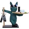 Tuxxjzm Bulldog Francese Vassoio Decorativo Bulldog Francese Portachiavi Portachiavi Contenitore Raffreddamento Statua Di Bulldog Francese Con Vassoio Figura Di Cane Statua Contenitore