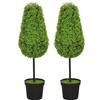 HOMCOM Set di 2 piante artificiali di bosso, 90 cm, a forma di lacrima, in plastica, per soggiorno, camera da letto, ufficio, giardino