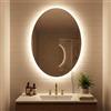 COSTWAY Specchio da Bagno Ovale 70 x 50 CM, Specchio da Toeletta con Luce LED, Antiappannamento, 3 Colori di Luce Dimmerabili, Funzione Memoria e Vetro Temperato Infrangibile per Ingresso