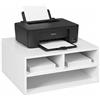 Baroni Home Supporto per Stampante con 3 Scomparti, Organizer per Carta A4 e A3 per Scrivania e Ufficio, Struttura in MDF Resistente, Facile da Montare, 37x47x21 cm, Bianco