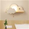 BININBOX Lampada da Parete a LED Luna Nuvola Interruttore a Cavo Tirante da 7W con Ripiano per La Conservazione della Decorazione della Stanza (Bianco, luce calda)