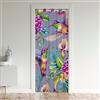 Loussiesd Tenda oscurante con uccelli tropicali e fiori di colibrì, primavera, botanica, grigia, per armadio, porta dell'armadio, 132x203 cm, 1 pannello