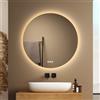 EMKE Specchio da Bagno Rotondo con Illuminazione, 80 cm - Specchio LED con 3 Colori di Luce e Dimerazione, Funzione Anti-Appannamento, Interruttore Tattile e Memoria, Specchio Rotondo per il Bagno