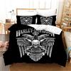 NICHIYO, set copripiumino e federe, motivo: Harley Davidson Motorcycle, in microfibra, con stampa digitale 3D, set da 3 pezzi (33, SK 260 * 220 cm+80 * 80 cm)