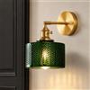 KlkrzJwy Lampada da parete vintage con paralume in vetro verde, applique da comodino, applique da parete girevole, lampada decorativa da parete per hotel con base E26 per cucina a soppalco