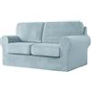 BUAOGDVG Copridivani Con Cuscini E Schienale Separati, Velluto Elasticizzato Copridivano 1/2/3/4 Posti Con Braccioli, Copri Divano Antiscivolo(Light Blue,Large 2 Seat)