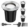 ledscom.de Faretto da incasso a terra BOJA per esterni in acciaio inox rotondo IP67 108mm Ø incl. GU5.3 LED (bianco caldo, 23,5W, 430lm ciascuno, 100°) Set di 4