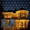 Aigostar Luci Solari da Esterno/Interno - 3M+5M*0.6M Cascata di Luci per Esterno 100 LED, 8 Modalità, IP65, Luce Calda, Tenda Luminosa per Giardino, Balcone, Camera da Letto