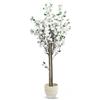 MAIA SHOP Mandorlo artificiale 180 cm, pianta finta grande da interno con tronco naturale, albero decorativo realistico per casa ufficio hotel