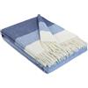 STTS International Coperta in cashmere, 100% lana, 140 x 200 cm, coperta a quadri, molto morbida, plaid "Faro", Lana, Blu chiaro (S)