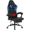 IlGruppone Sedia Gaming Ergonimica e Massaggiante con Poggiapiedi Telescopico - Gaming Chair con Supporto Lombare Vibrante e Cuscino Cervicale, Reclinabile 90-135°, Facile da Montare, Portata 150kg - Blu