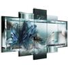 Cuadros B&D XXL - Quadro 200x100 cm 5 Pezzi - Stampa su Tela Canvas con Struttura - Quadri Componibili Moderni Soggiorno Grandi - Murale Arte Decorazioni da Parete Decori - Fiori Astratto b-C-0153-b-n