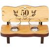 Casa Vivente Panchina per Shot in Legno con 2 Bicchierini da Liquore in Vetro, Idea Regalo Nozze d'oro, 50 Anni Uniti nell'Amore, Anniversario Matrimonio Coniugi