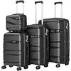PROVITERA Set 3 + 1 Valigie con Rivestimento Rigido in Polipropilene Ultra Resistente, Trolley e Beauty Case con Maniglia Telescopica e Chiusura con Combinazione, Valigia Design Aerodinamico, Nero