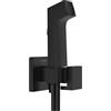 hansgrohe Doccetta bidette E con 1 tipo di getto a risparmio idrico (EcoSmart), incl. valvola d'arresto, supporto doccia e flessibile doccia 1,25 m, per acqua fredda, nero opaco, 29231670