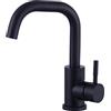 Woen-Flow Rubinetto per bagno nero, girevole a 360°, rubinetto per lavabo a forma di L, beccuccio alto, facile da montare rubinetti per la piccola cucina bagno