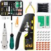 TURNRISE Pinza Crimpatrice RJ45 Kit di pinze Crimpatrici Professionali con 20 Connettori RJ45, Cat7/Cat6a, Tester di Rete, Strumento di Fissaggio LSA, Pinza Spellafili, 100 Fascette in Nylon
