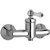 Yellowshop - Miscelatore bagno completo rubinetteria Como retrò vintage leva pomo bianco lavabo bidet vasca e doccia incasso esterno in ottone cromato flessibile inox Made in italy (Doccia Esterno)