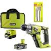 RYOBI Pacchetto trapano a percussione RYOBI 18V OnePlus RYOBI - 1 batteria LithiumPlus 2,5Ah - Kit 3 scalpelli SDS+ - RAKSPC03