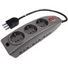 Poly Pool PP0545.2 Presa Multipla Compact Spina Grande 16 A Con 9 Prese, 1.5 m Cavo e Interruttore, Nero