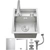Ribanedy Argento lavello cucina 1 vasca nascosto, 35x45cm, acciaio inox sottopiano Bar/lavandino camper per Campeggio e Spazi Piccoli