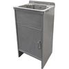 Inbagno Lavatoio salvaspazio 42x34 cm in plastica grigia in kit con fissaggi inclusi, vasca lavapanni con sifone di scarico e piletta