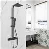 AICA ITALY SRL Colonna Doccia, AICA ITALY, Colonna Doccia con Miscelatore, Bella Doccia con Doccetta Quadrata, Soffione Doccia 20cmx20cm, Saliscendi Doccia Regolabile 73-115cm, Nero Opaco