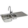 KuKoo - Lavello da cucina in acciaio inox, 105 x 50 cm e rubinetto Rainbow