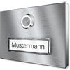 Graviers Design Placca per campanello da esterno in acciaio inox V2A con targhetta illuminata di Graviers Design - acciaio inox - pulsante campanello a LED - Made in Germany
