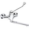 Schläfer 48015110 - Lavello Parete leva lunga con Cromo, Miscelatore Cucina leva clinica con Comando a Gomito, Beccuccio Girevole a 180° distanza fori 15/17 mm