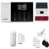 HUXGO® HXA005 Sistema di allarme casa senza fili con radio Sirena esterna solare WiFi + GSM 4G | Impianto allarme casa kit con 1x sensori di allarme per finestre/portes, 1x rilevatori di movimento