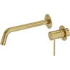 LAVITA Rubinetto per lavabo da incasso per montaggio a parete - Orion Oro spazzolato, rubinetto da bagno per montaggio a parete, miscelatore per lavabo, monocomando, accessori per il bagno