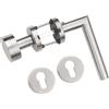 Gedotec Set di maniglie in acciaio inox satinato [Maniglia/pomello] 1x ferramenta per porte con rosetta rotonda I Maniglie per porte interne L-FORM I Maniglia per porte con spessore 35-47 mm