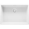 PRIMAGRAN Lavello da Cucina Tutto Bianco 66x47cm, Lavandino in Granito a 1 vasca + Sifone Classico, Lavabo da Cucina Incasso al Mobile 70cm - London Slim S394