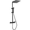 VALAZ Colonna doccia monocomando nero opaco | miscelatore acqua fredda e calda, risparmio idrico | installazione facile e veloce | inossidabile, rotondo, lunghezza 80-120 cm, spruzzatore 20 cm, serie