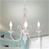 ENXING Lampada A Sospensione Ombra Chandelier Retro Restaurant Classic Candela Lampadario A Sospensione Regolabile in Altezza E14 Luci Del Pendente Ferro Battuto, Sospensione Lampadari,Bianca,3 heads /50cm