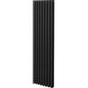 Monster Shop Radiatore a colonna ovale 1800mm x 480mm Designer Doppio pannello Termosifone Nero Acciaio Inclusi Spazzola per la pulizia Kit di fissaggio e staffe