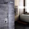 Shiyinge Set Completo per Doccia a Incasso Con Soffione a Pioggia e Cascata - Sistema Doccia in Acciaio Inox, Montaggio a Parete, Colore Argento Quadrato
